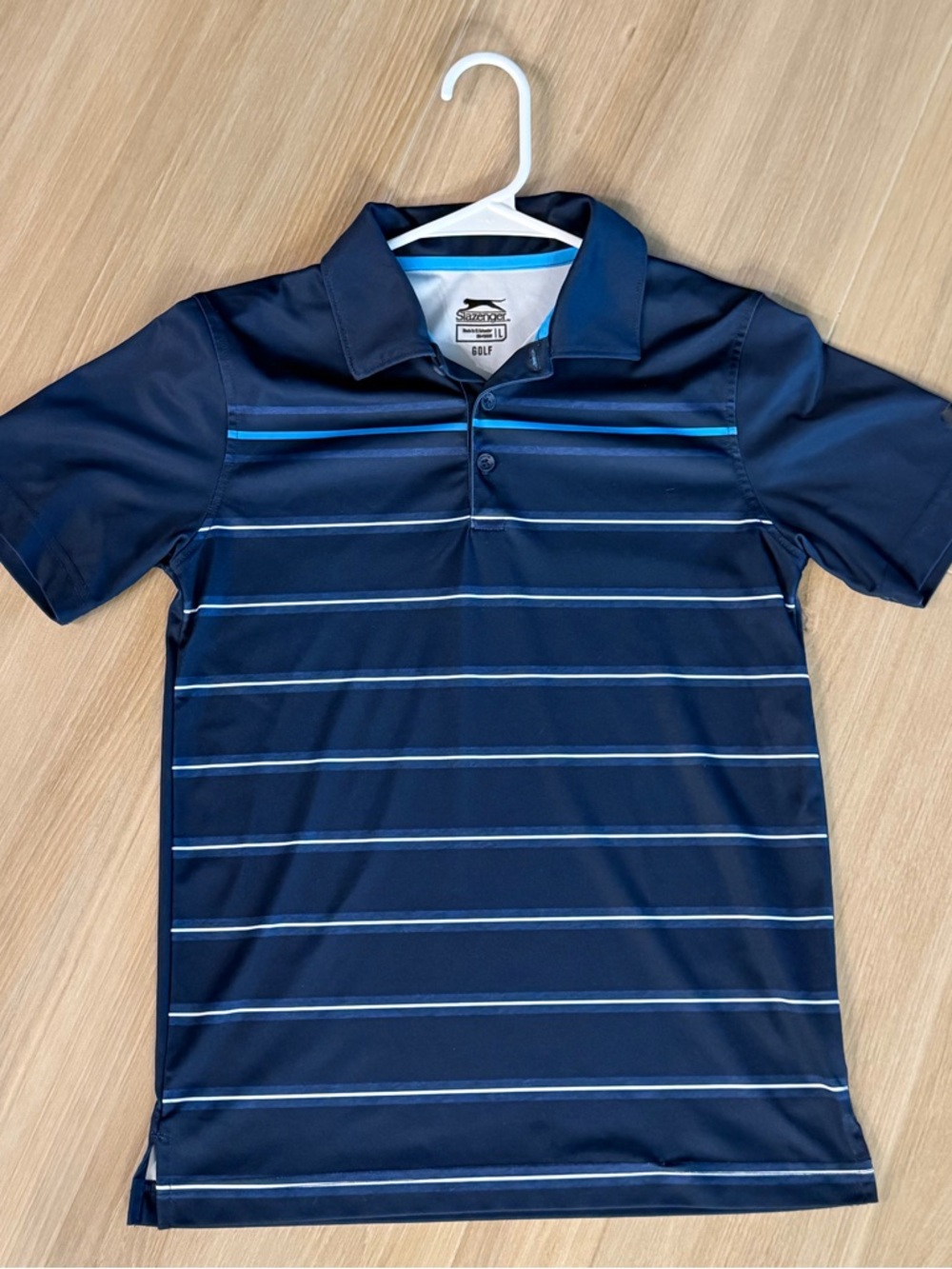 Slazenger Boys’ Navy Blue Striped Golf Polo